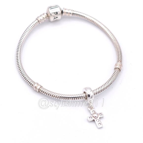 Authentic PANDORA Cross Dangle with Clear CZ Charm - 790355CZ - Picture 5 of 9